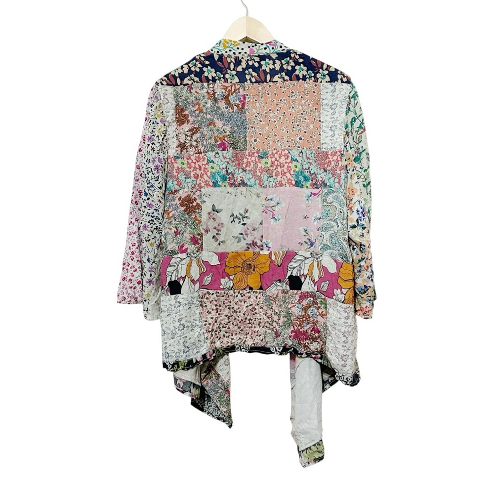 Boho Patchwork Open-Front Cardigan Jacket - Multicolor - Picture 3 of 6